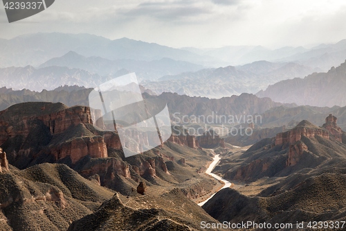 Image of Large colorful mountains in China