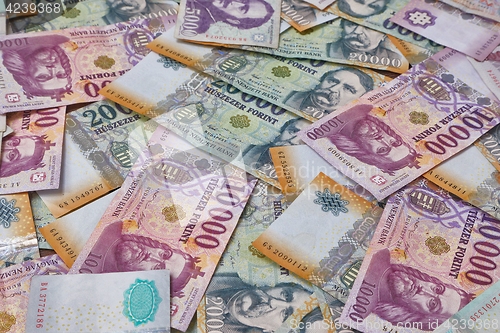 Image of Banknotes Background, Hungarian Forints