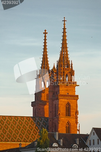 Image of Cathedral towers in sunset