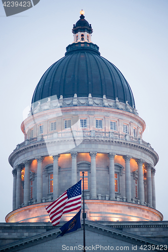 Image of Close Vertical Composition Capital Dome Salt Lake City Utah