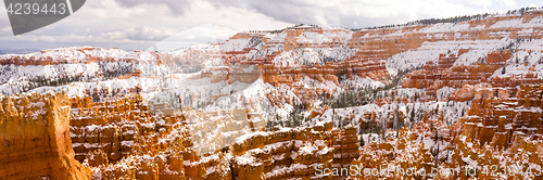 Image of Fresh Snow Blankets Bryce Canyon Rock Formations Utah USA