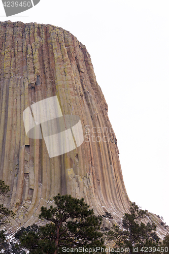 Image of Devils Tower Wyoming Winter Snow Rock Butte