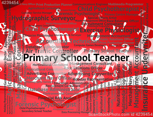 Image of Primary School Teacher Shows Position Occupation And Word