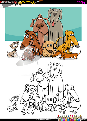 Image of dogs group coloring page