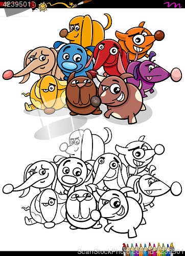 Image of dogs group coloring book