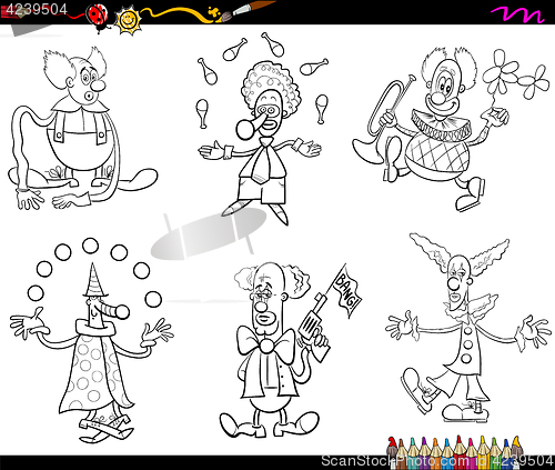 Image of circus clowns set coloring book