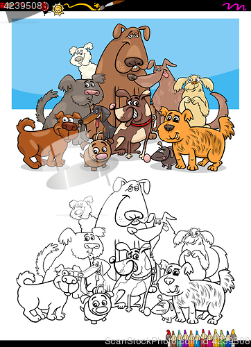 Image of dog character group for coloring