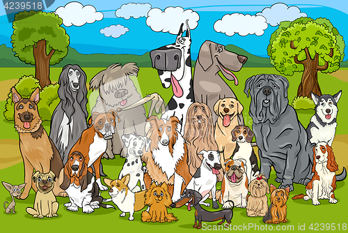 Image of purebred dogs group cartoon