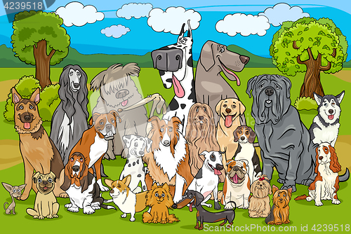 Image of purebred dogs group cartoon