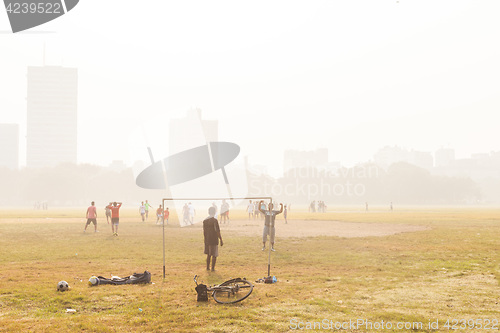 Image of Boys playing soccer, Kolkata, India