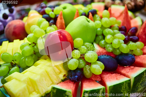 Image of still life - various, assorted fruits.