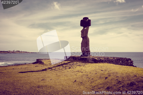 Image of Moais statues, ahu ko te riku, easter island