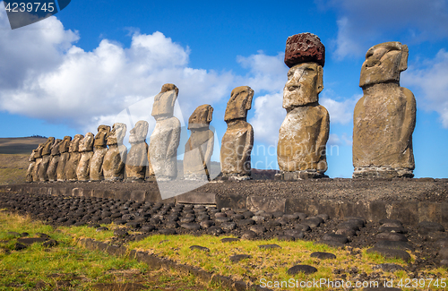 Image of Moais statues, ahu Tongariki, easter island