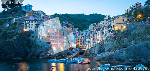 Image of Riomaggiore in Cinque Terre, Italy - Summer 2016 - Sunset Hour