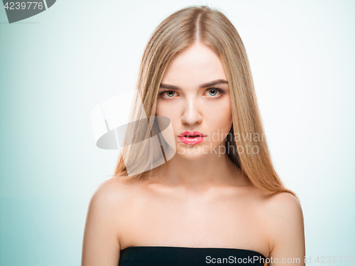 Image of Beautiful Blonde Girl. Healthy Long Hair