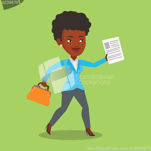 Image of Happy business woman running vector illustration.