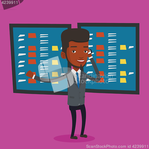 Image of Stockbroker at stock exchange vector illustration.