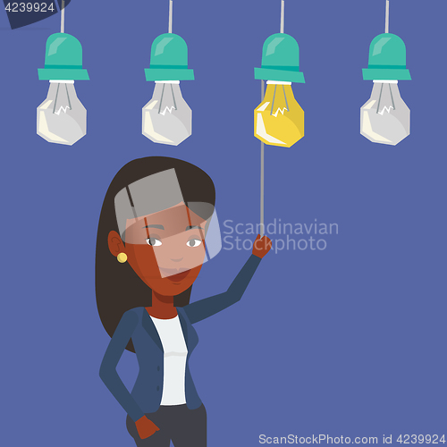 Image of Woman having business idea vector illustration.