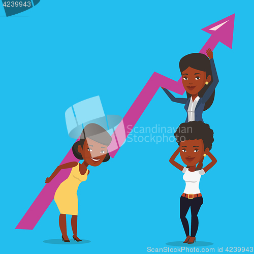 Image of Three business women holding growth graph.