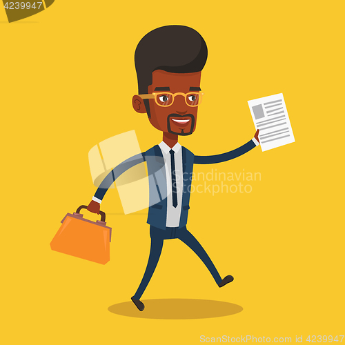 Image of Happy businessman running vector illustration.