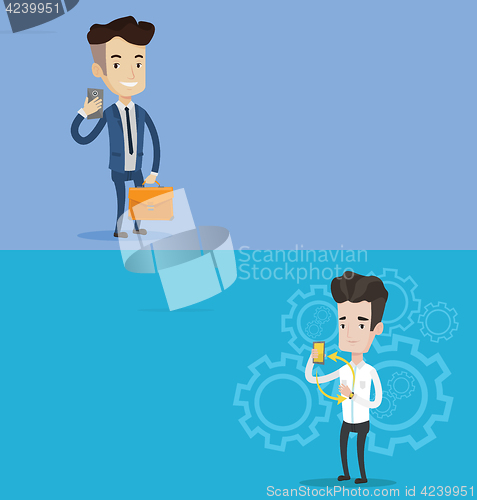 Image of Two technology banners with space for text.