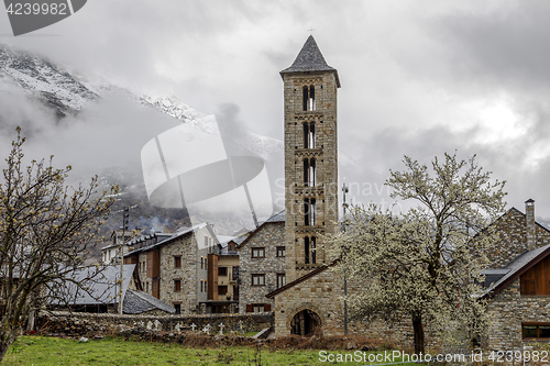 Image of Roman Church of  Santa Eulalia in Erill la Vall, in the Boi Valley,Catalonia - Spain