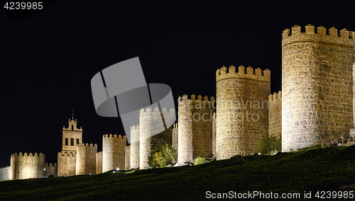 Image of Walls of Avila Spain, night