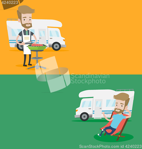 Image of Two travel banners with space for text.