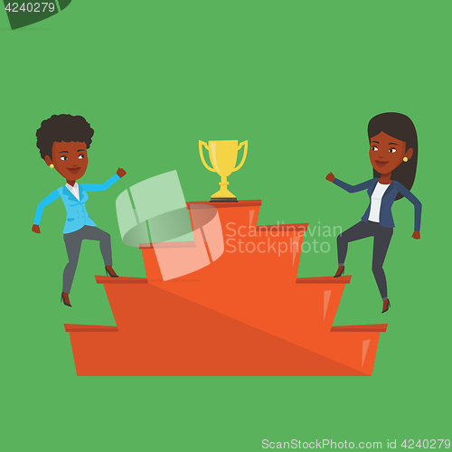 Image of Two women competing for the business award.