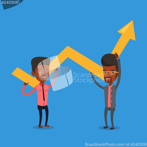 Image of Two businessmen holding growth graph.