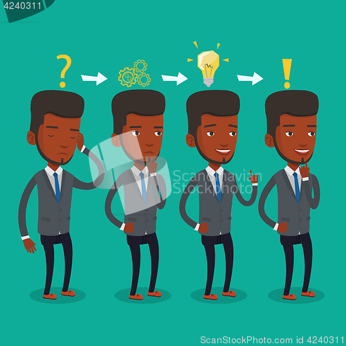 Image of Businessman having idea vector illustration.