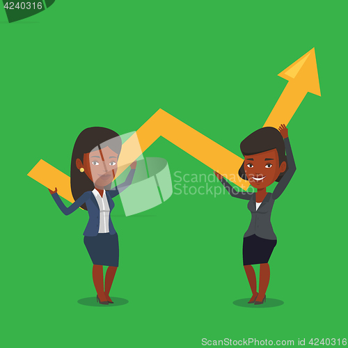 Image of Two business women holding growth graph.