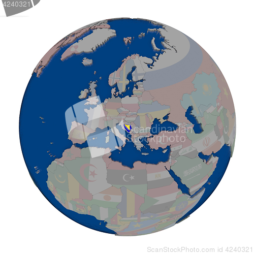 Image of Bosnia on political globe