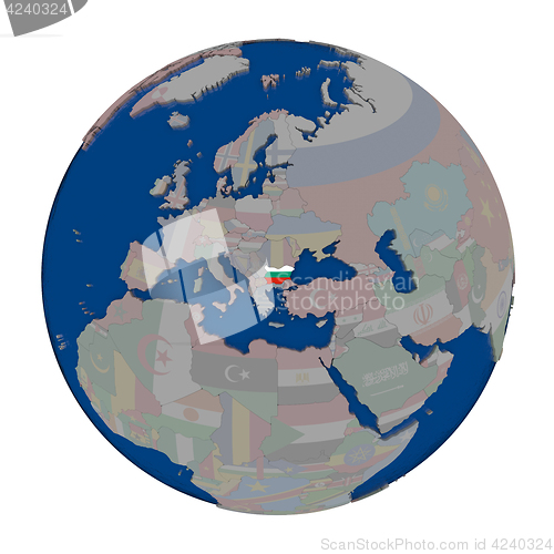 Image of Bulgaria on political globe