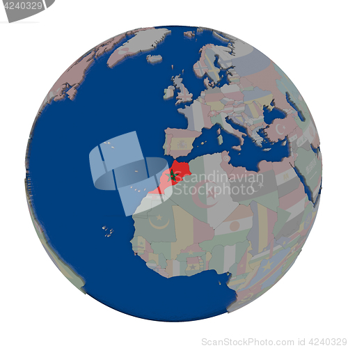 Image of Morocco on political globe