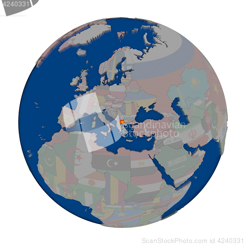 Image of Macedonia on political globe