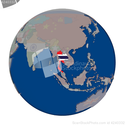 Image of Thailand on political globe