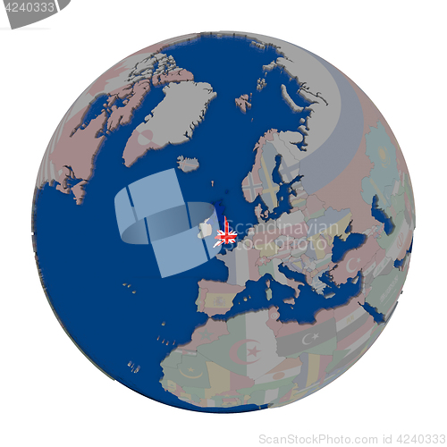Image of United Kingdom on political globe