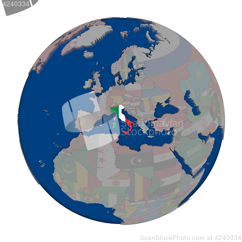 Image of Italy on political globe