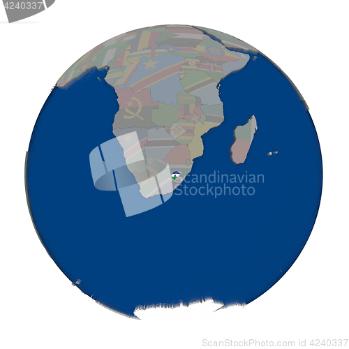 Image of Lesotho on political globe