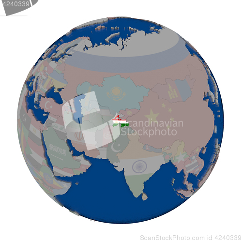 Image of Tajikistan on political globe