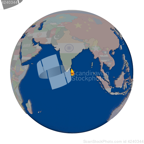 Image of Sri Lanka on political globe