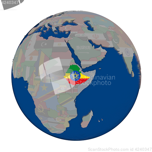 Image of Ethiopia on political globe