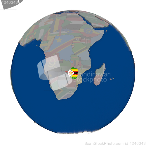 Image of Zimbabwe on political globe