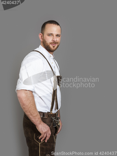 Image of man in bavarian traditional outfit for Oktoberfest