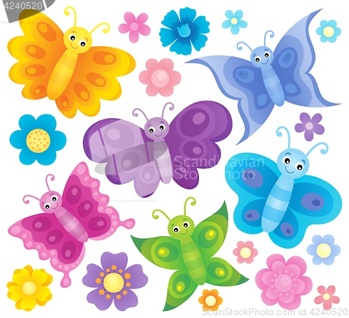Image of Stylized butterflies theme set 3