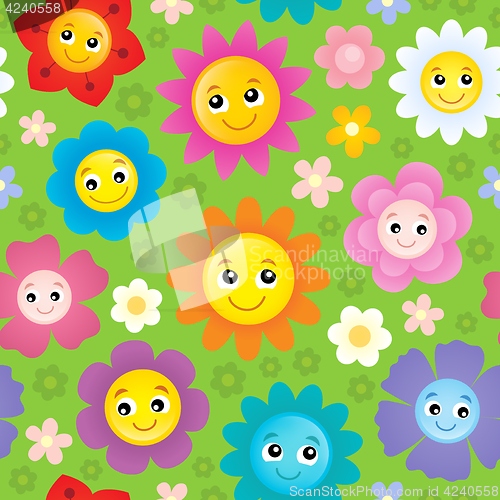 Image of Happy flower heads seamless background 1