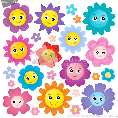 Image of Happy flower heads theme set 1