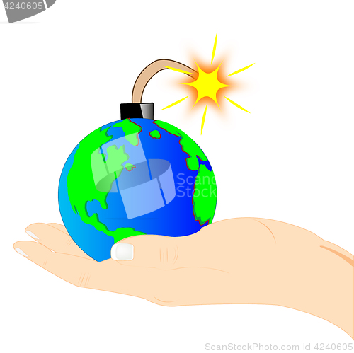 Image of Planet bomb on palm of the person