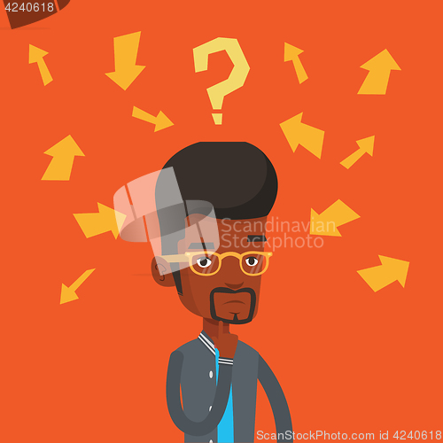 Image of Young businessman thinking vector illustration.